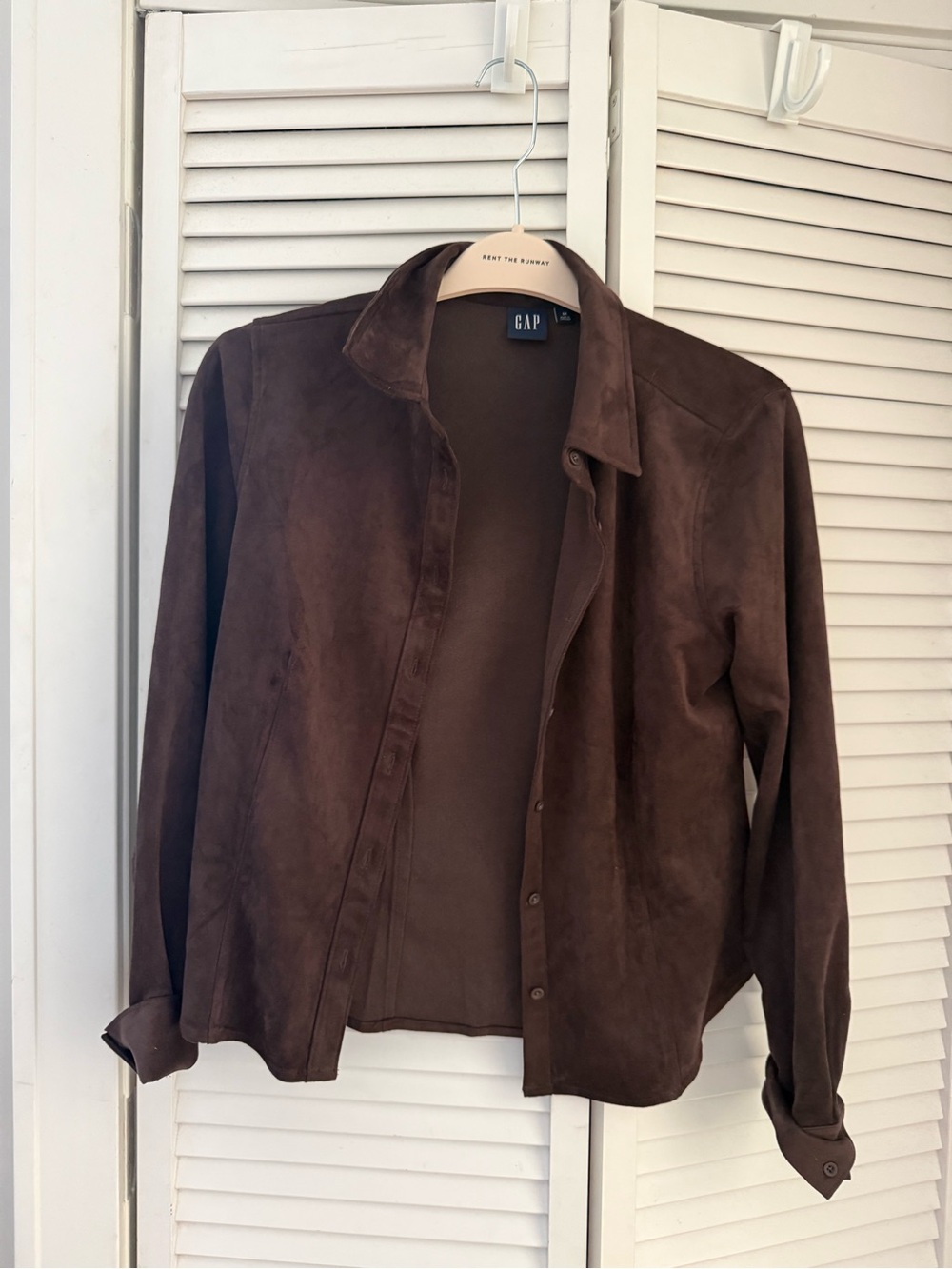 GAP Women's Dark Brown Suede Button-Front Jacket